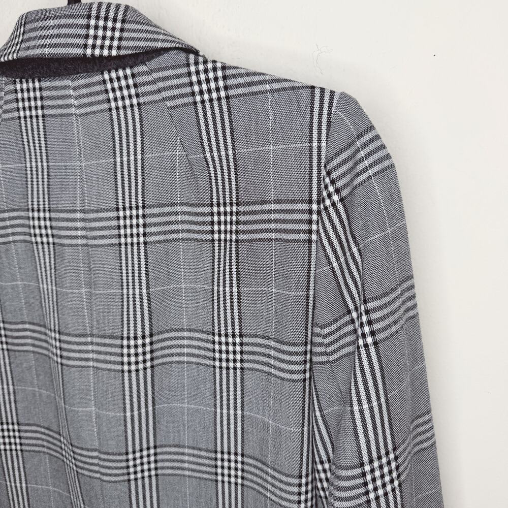 Madewell Caldwell Double Breasted Black White Glen Plaid Long Blazer Jacket Sm - Picture 9 of 13